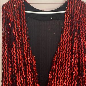 Long red sequins evening dress